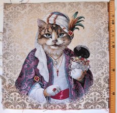 画像2: 「F在庫」はぎれ45×45：マハラジャ猫（ゴールド、ダマスク） (2)