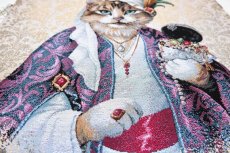 画像3: 「F在庫」はぎれ45×45：マハラジャ猫（ゴールド、ダマスク） (3)