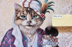 画像6: 「F在庫」はぎれ45×45：マハラジャ猫（ゴールド、ダマスク） (6)