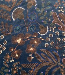 画像1: 「取寄せ」布：フェニックス（ベルベット、ブルーベース） (1)