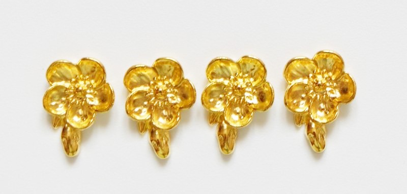 画像1: 「J即納」飾り金具小花（ゴールド）4個セット (1)