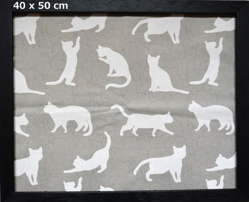 画像1: 「J即納」はぎれ70×50：猫のシルエット（グレージュベースホワイト） (1)
